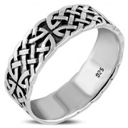 Plain Silver Celtic Mens Band Ring, rp256